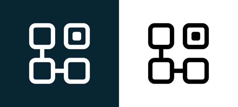 Two-color qr code outline icon pair in black and white, editable stroke vector illustration for web, mobile apps, UI design, branding, and print from Myicon One