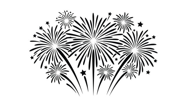 Fireworks Silhouette Against A White Background Vector Illustration
