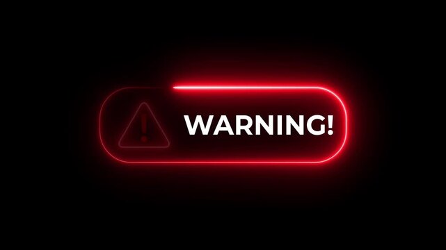 Alert warning sign concept. Danger signal icon and warning text, on the black background. 
