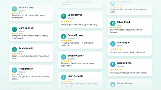 Scrolling User Review Cards on Light UI