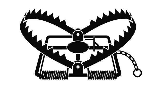 Mouse trap silhouette against a white background detailed black vector graphic