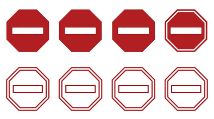Red Stop Sign Variations Flat Vector Illustration On White Background © Tamim