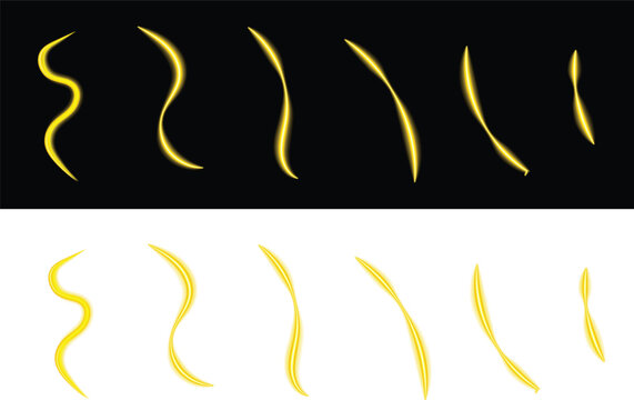 Abstract glowing yellow worm or snake motion sequence Vector, illustration