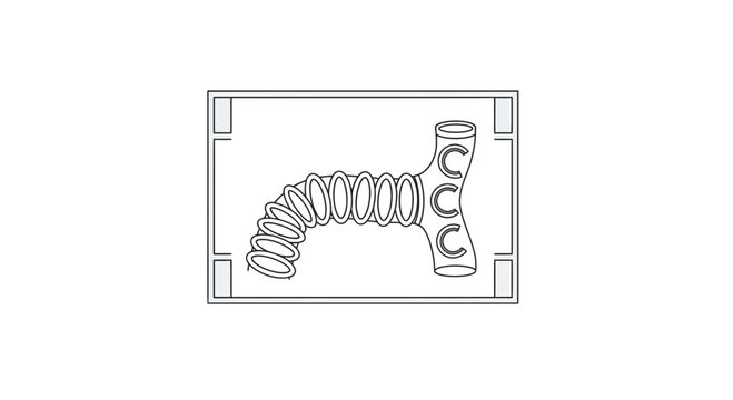 Flexible industrial hose connector with Y-shaped junction, technical drawing
