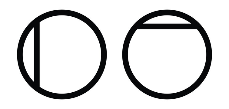 Two prohibition signs with diagonal lines on circular background