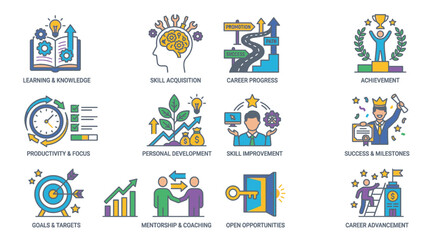 Fototapeta premium Business icons for success and growth.