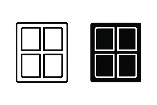 Window grid vector illustration flat design four panes divided frame outline minimal style