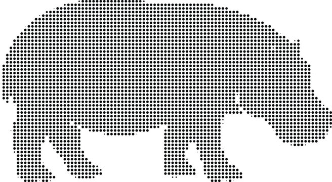 Armadillo Silhouette In Halftone Pattern On Transparent Background