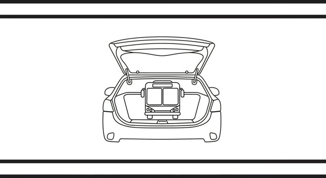 Bus Inside Car Trunk - Surreal Concept of Transportation and Storage