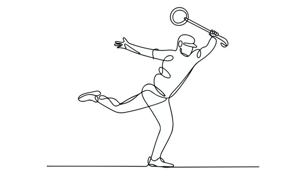 One continuous line illustration of an Arnis Player , isolated on white background.