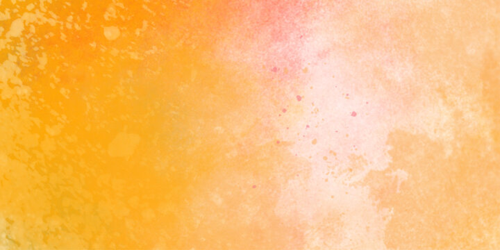 Abstract watercolor orange with yellow background texture. 2D illustration of colorful brush strokes. Decorative texture painting. Vibrant paint pattern backdrop. Brushed Painted Abstract Background. 