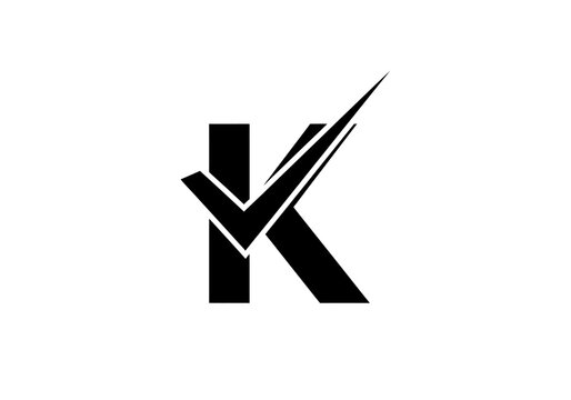 Letter K logo with checkmark symbol on white background.