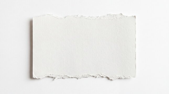 A piece of torn white paper with ragged edges