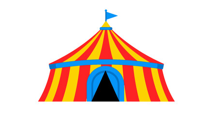 Colorful Circus Tent Icon with Red and Yellow Stripes © september
