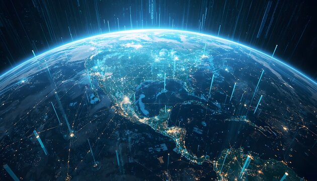 Futuristic Earth Transformed into Living AI Supercomputer with Brilliant Energy