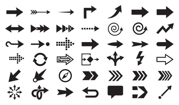 Black arrow icons mega set vector collection for web design digital interface signage and navigation