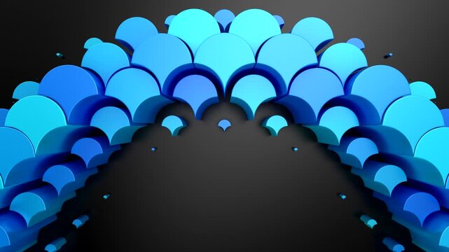Geometric Shapes Form a Wave. Abstract motion, two color, 3d rendering, 4k resolution

