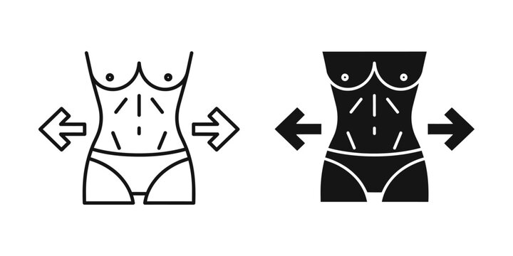 Weight loss body silhouette icons with wellness icon fitness slimming silhouette transformation
