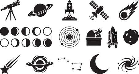 Space icons set vector illustration © Tawhid