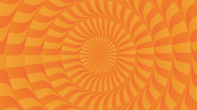 Mesmerizing yellow and orange vortex animation with retro spiral patterns, optical illusion depth and dynamic movement. Perfect for creative projects and motion graphics.