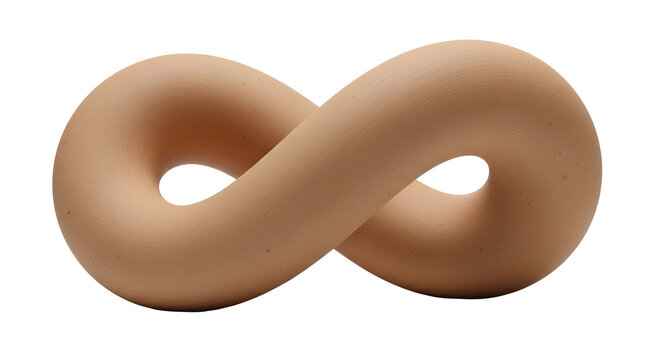Smooth Beige Infinity Loop Isolated on Transparent Background