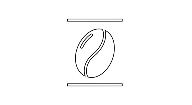 Minimalist Coffee Bean Icon, Simple Line Art, Isolated on White Background