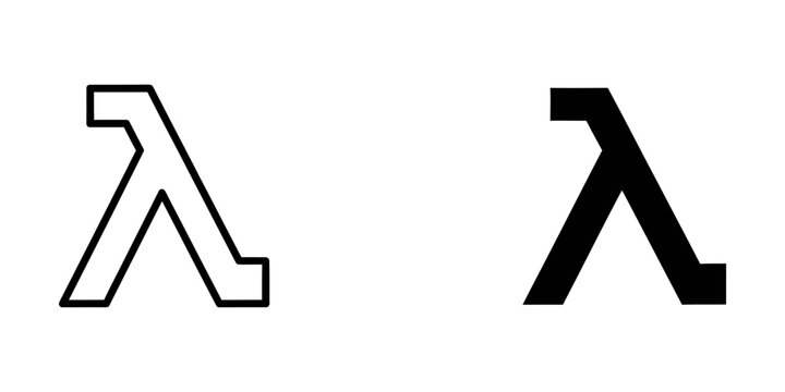 Lambda greek letter mathematical symbol icon with mathematics alphabet character typography academic