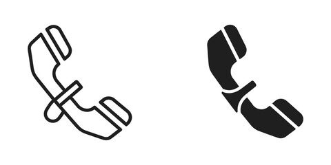 Fototapeta premium Telephone handset icon set in outline and solid styles with telephone communication interface business