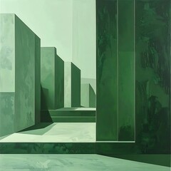 Naklejka premium Modern architecture green concrete structure.