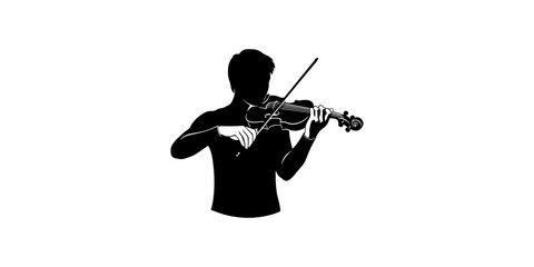Fototapeta premium Silhouette Of A Person Playing A Violin On A White Background