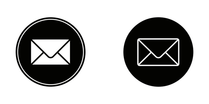 Email message icon set with envelope communication internet interface correspondence notification