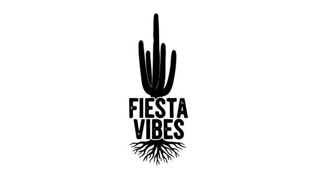 Fiesta vibes cactus logo with roots design