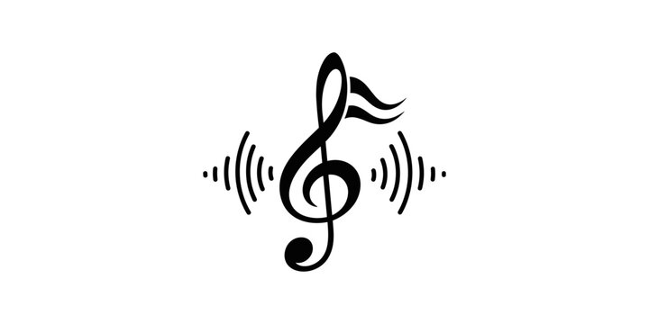 Treble Clef With Sound Waves Symbol