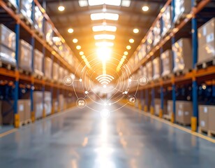 Obraz premium Large warehouse storage facility interior.