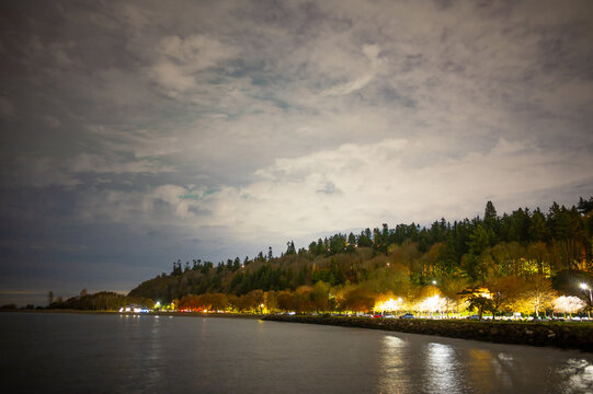Seattle Washington Golden Gardens Park At Night
