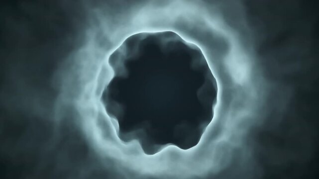 A mesmerizing abstract animation featuring a glowing ring of soft mist undulating and morphing against a dark background