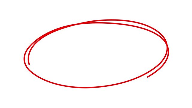hand drawing circles animation on white background, red circle drawing. For marking text, numbers, marker pen, pencil, hand-drawn doodle grunge circle.