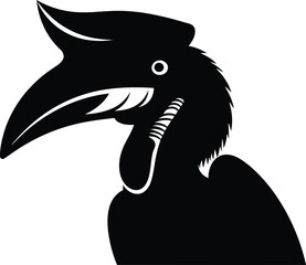 Vector illustration of a hornbill bird head, a tropical bird with a large beak and casque, stylized graphic icon design for logo or emblem © Kayem