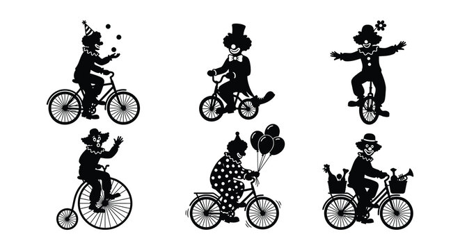 Circus performers silhouettes black vector illustration on white background