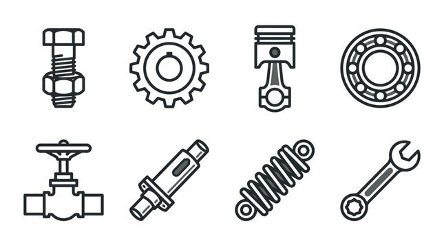 Mechanical tools and engine parts collection.