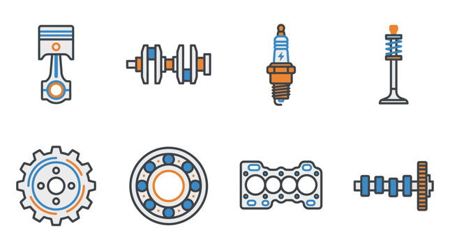 Mechanical parts and engine components.