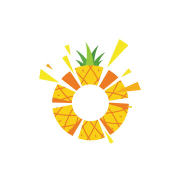Geometric Sliced Pineapple Illustration with Tropical Segments