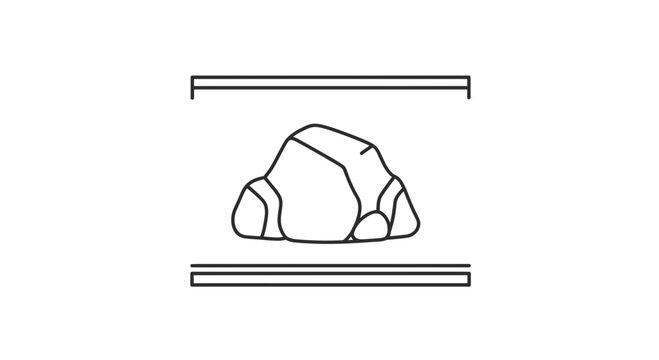 Minimalist Line Art Icon of a Rock Between Two Parallel Lines