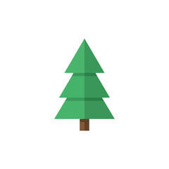 Obraz premium Minimalist Green Pine Tree Icon Flat Evergreen Fir for Nature and Christmas Design