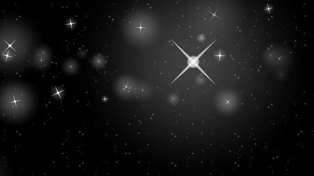 Abstract night sky background with shining stars and bright sparkling light effects