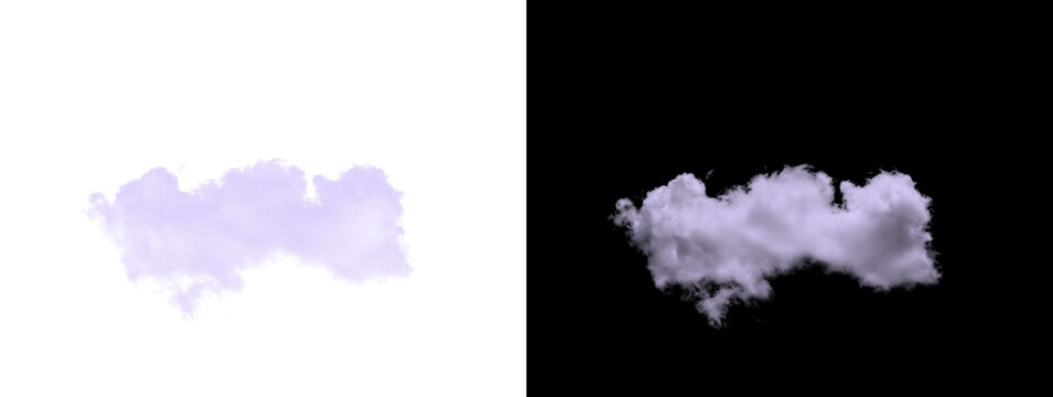 Medium Fluffy Purple Cumulus Cloud Cluster Isolated Cutout