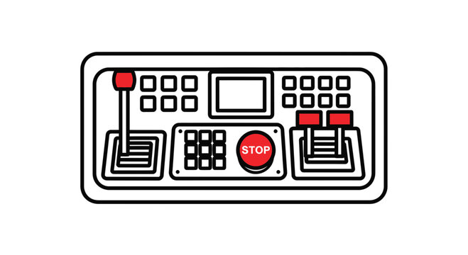 Industrial Control Panel with Levers, Buttons, and Screen - Technology Concept
