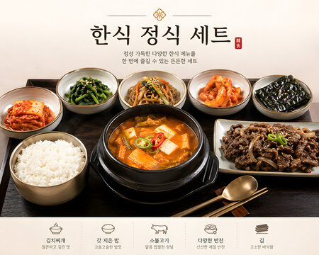 Authentic Korean Cuisine Set Menu Featuring Kimchi Jjigae and Bulgogi
