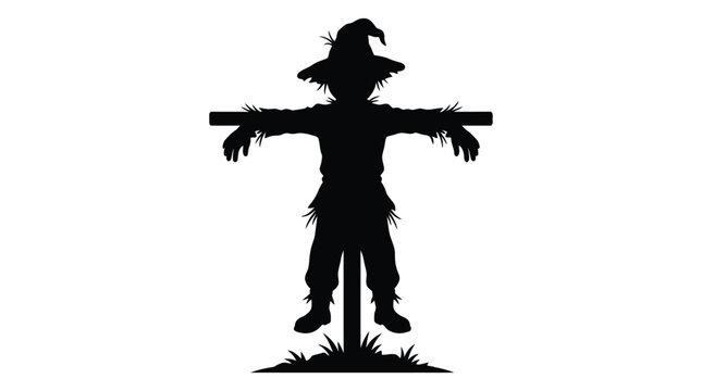 Scarecrow figure with outstretched arms black silhouette