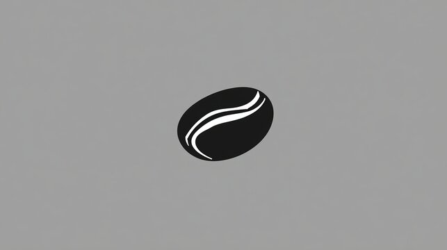 A simple black and white coffee bean logo on a gray background